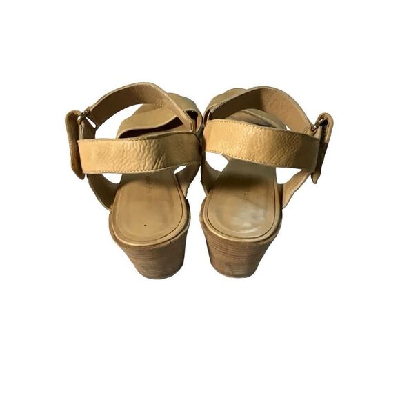 Stuart Weitzman Leather Nude Strappy Chunk Heel Sandal - Picture 4 of 16
